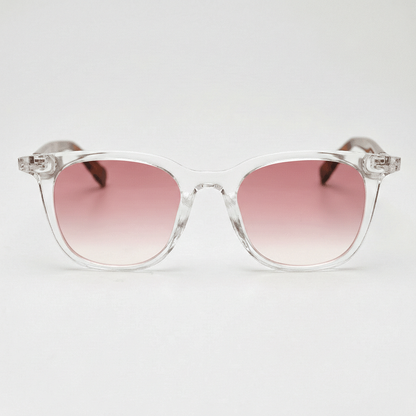 Faith Pink Gradient Lens Sunglasses - Clear Rectangle TR90 Frame - Front View