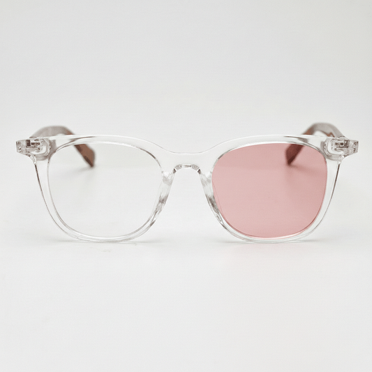 Faith Pink Photochromic Lens Glasses - Clear Rectangle TR90 Frame - Front View