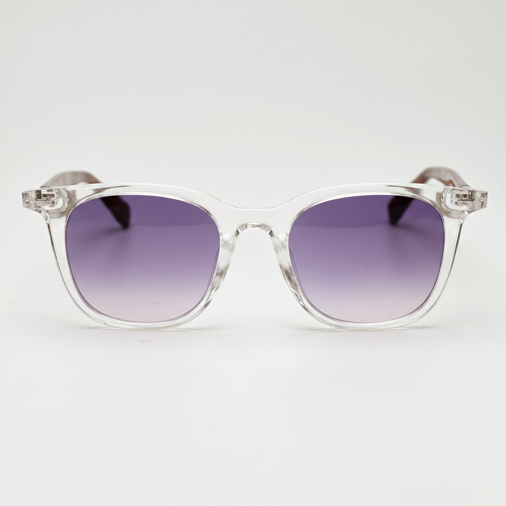 Faith Purple Gradient Lens Sunglasses - Clear Rectangle TR90 Frame - Front View