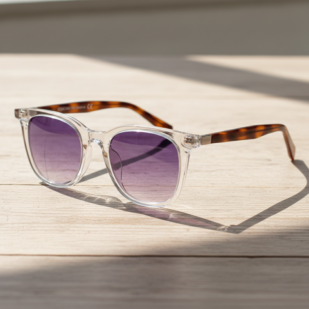Faith Purple Gradient Lens Sunglasses - Clear Rectangle TR90 Frame