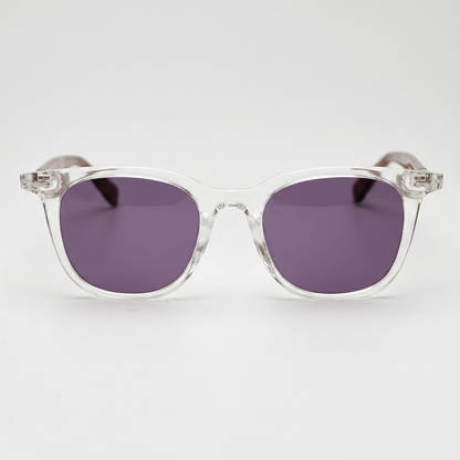 Faith Purple Tinted Lens Sunglasses - Clear Rectangle TR90 Frame - Front View