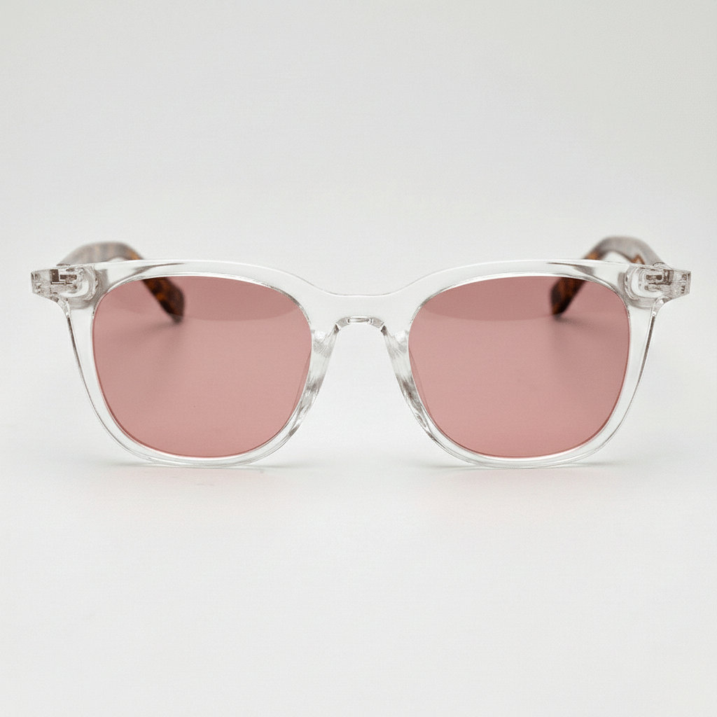 Faith Rose Tinted Lens Sunglasses - Clear Rectangle TR90 Frame FL-41 Glasses - Front View