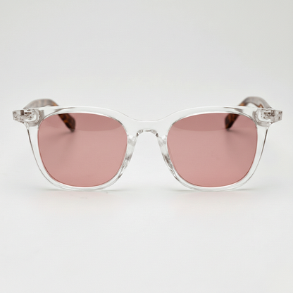 Faith Rose Tinted Lens Sunglasses - Clear Rectangle TR90 Frame FL-41 Glasses - Front View