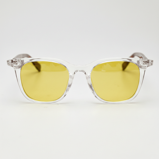 Faith Yellow Tinted Lens Sunglasses - Clear Rectangle TR90 Frame - Front View