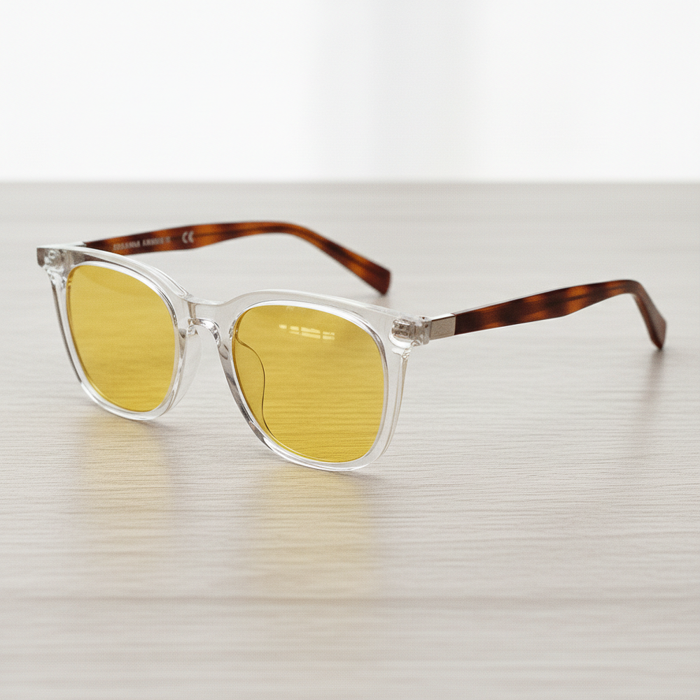 Faith Night Driving Glasses (Yellow Tint) - Clear Rectangle TR90 Frame