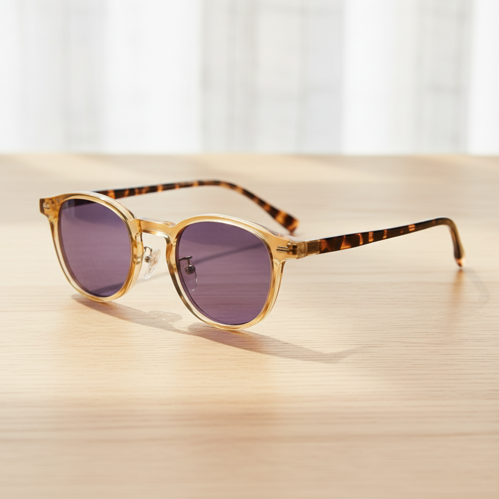 Gail Purple Tinted Lens Sunglasses Lifestyle Shot