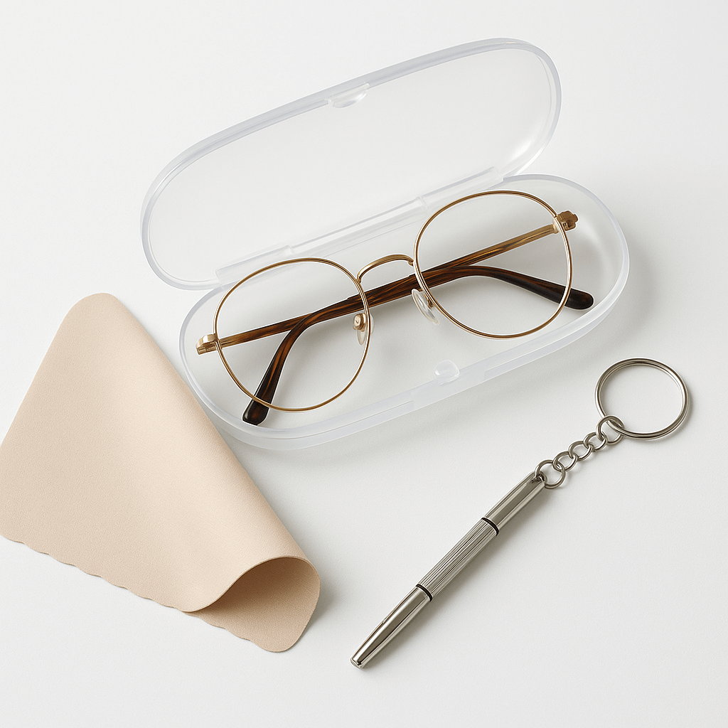 TXOME Complete Packaging Set: Hard Case, Cleaning Cloth, and Screwdriver