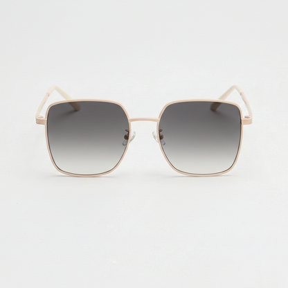 Jade Grey Gradient Lens Sunglasses - Gold Square Metal Frame - Front View