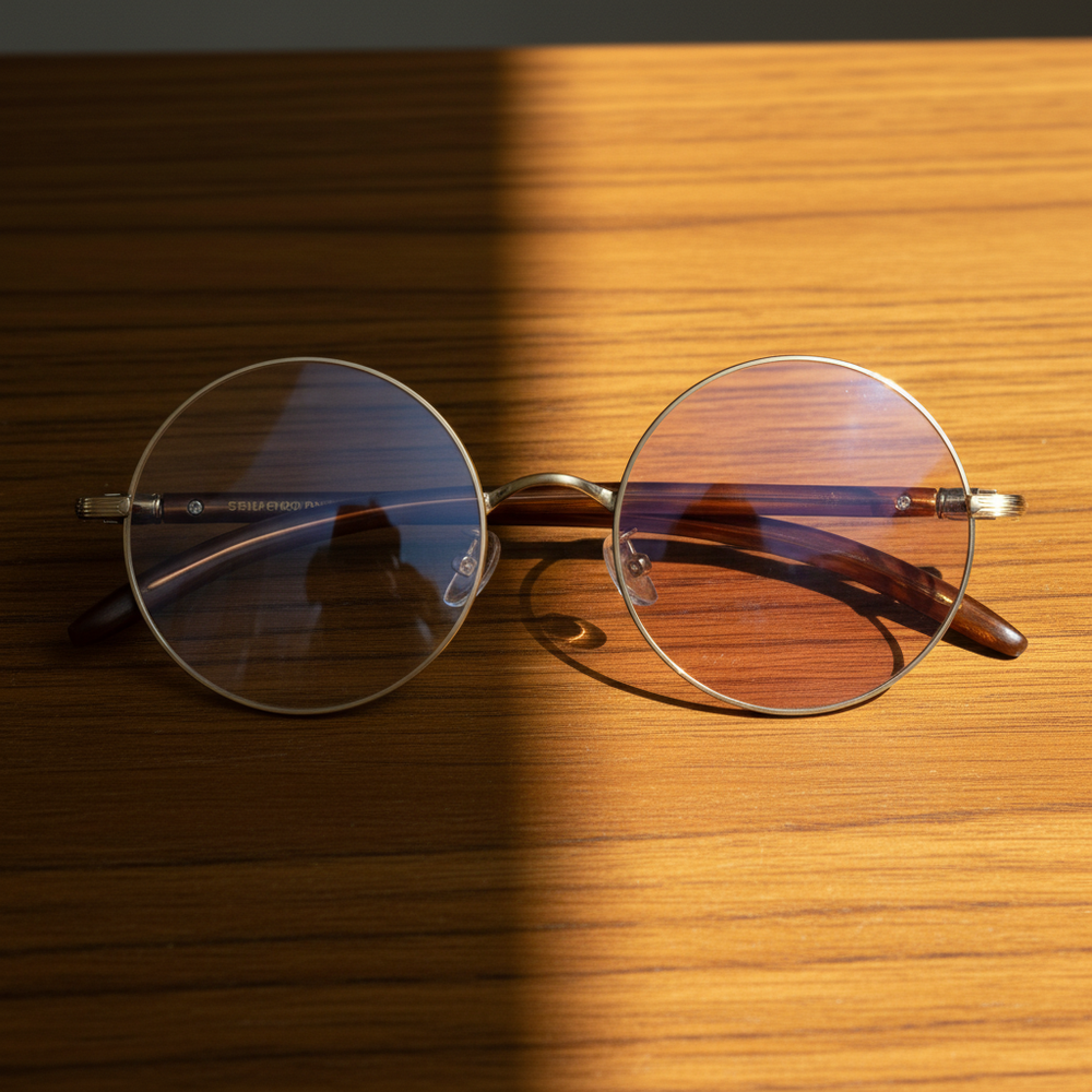 Jo Pink Photochromic Lens Glasses - Gold Round Metal Frame