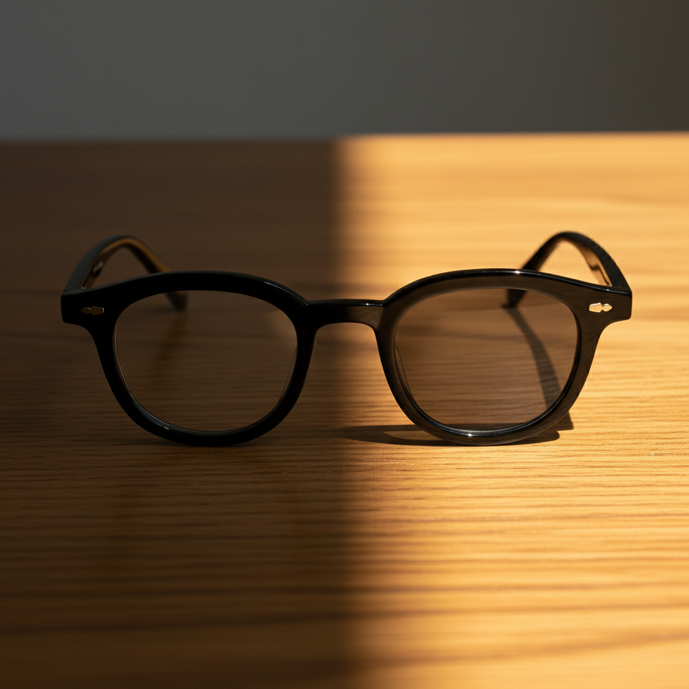 Joyce Grey Photochromic Lens Glasses - Black Oval TR90 Frame