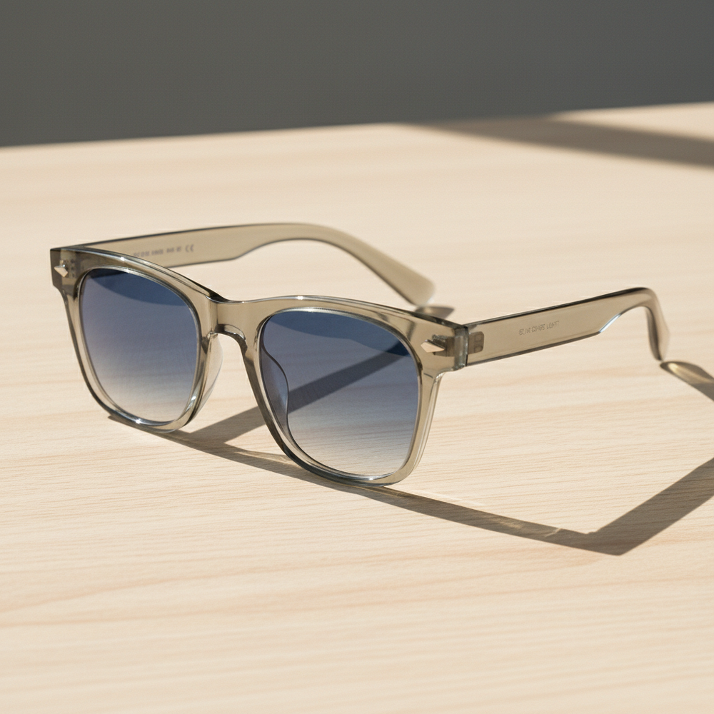 Julie Blue Gradient Lens Sunglasses - Green Rectangle TR90 Frame