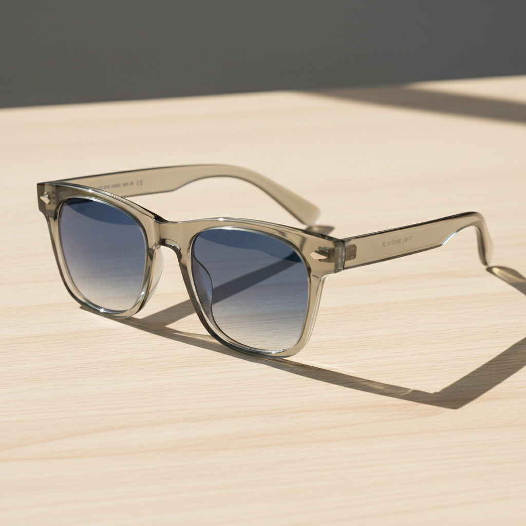 Julie Blue Gradient Lens Sunglasses - Green Rectangle TR90 Frame - Lifestyle Shot