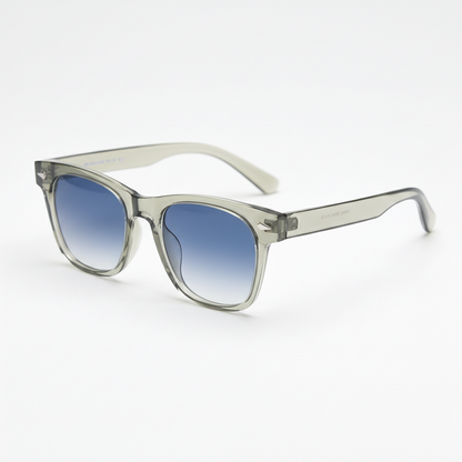 Julie Blue Gradient Lens Sunglasses - Green Rectangle TR90 Frame - Side View