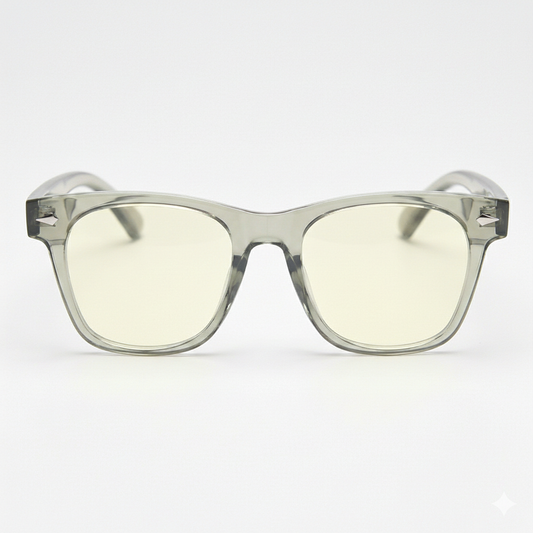 Julie Blue Light Lens Glasses - Green Rectangle TR90 Frame - Front View