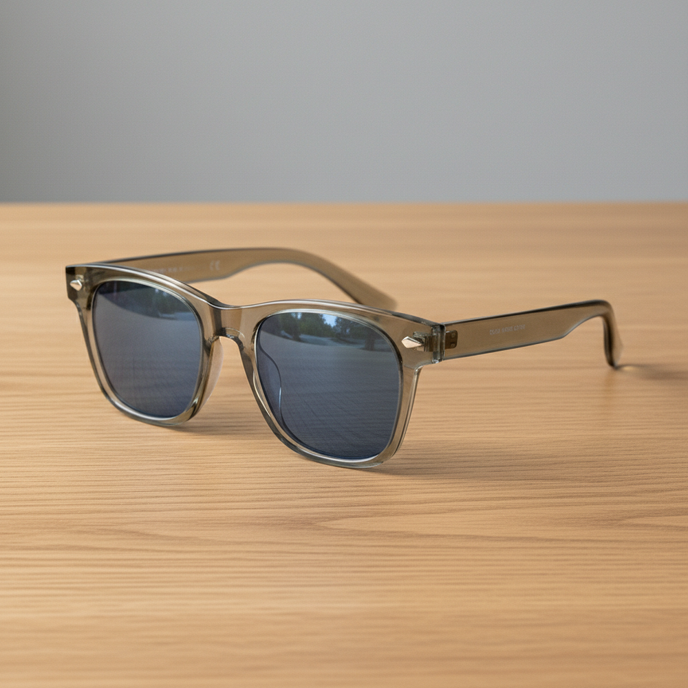 Julie Blue Tinted Lens Sunglasses - Green Rectangle TR90 Frame