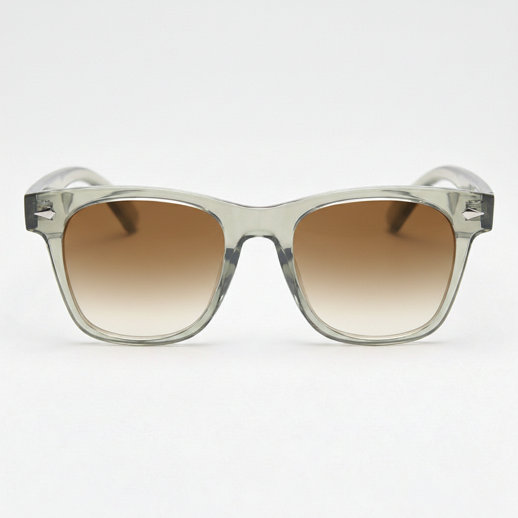 Julie Brown Gradient Lens Sunglasses - Green Rectangle TR90 Frame - Front View