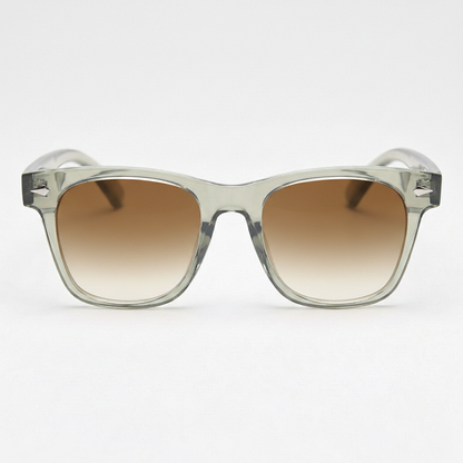 Julie Brown Gradient Lens Sunglasses - Green Rectangle TR90 Frame - Front View
