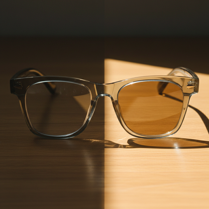 Julie Brown Photochromic Lens Glasses - Green Rectangle TR90 Frame - Lifestyle Shot