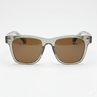 Julie Brown Tinted Lens Sunglasses - Green Rectangle TR90 Frame - Front View