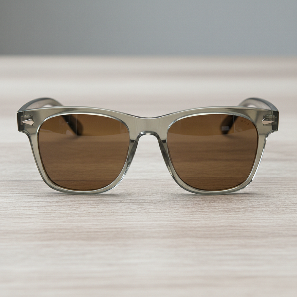 Julie Brown Tinted Lens Sunglasses - Green Rectangle TR90 Frame