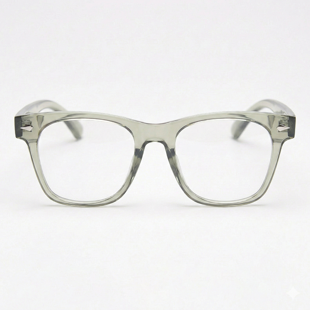 Julie Clear Lens Glasses - Green Rectangle TR90 Frame - Front View