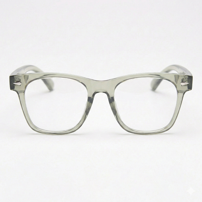 Julie Clear Lens Glasses - Green Rectangle TR90 Frame - Front View