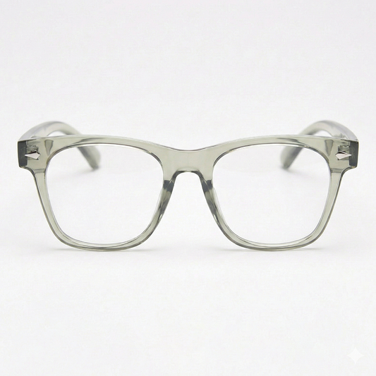 Julie Clear Lens Glasses - Green Rectangle TR90 Frame - Front View