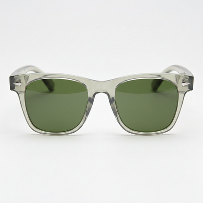 Julie Green Tinted Lens Sunglasses - Green Rectangle TR90 Frame - Front View