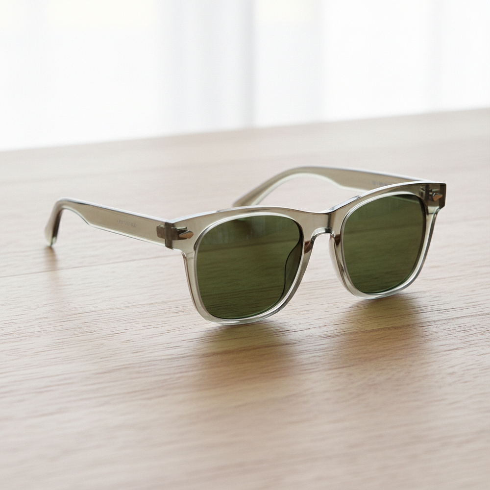 Julie Green Tinted Lens Sunglasses - Green Rectangle TR90 Frame