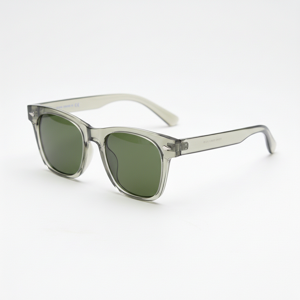 Julie Green Tinted Lens Sunglasses - Green Rectangle TR90 Frame - Side View