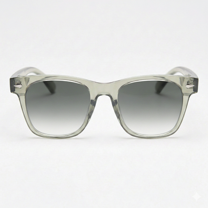 Julie Grey Gradient Lens Sunglasses - Green Rectangle TR90 Frame - Front View