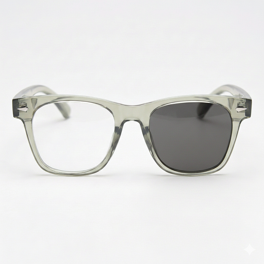 Julie Grey Photochromic Lens Glasses - Green Rectangle TR90 Frame - Front View