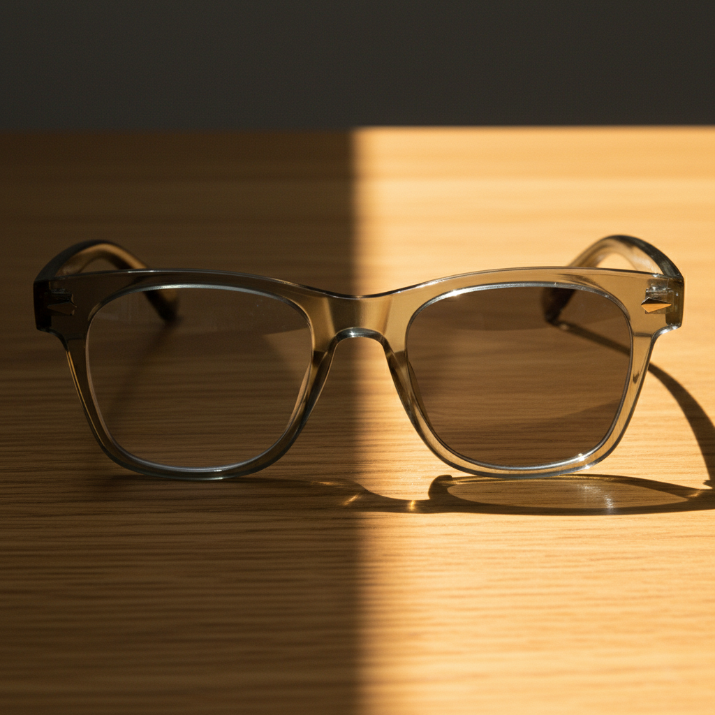 Julie Grey Photochromic Lens Glasses - Green Rectangle TR90 Frame - Lifestyle Shot