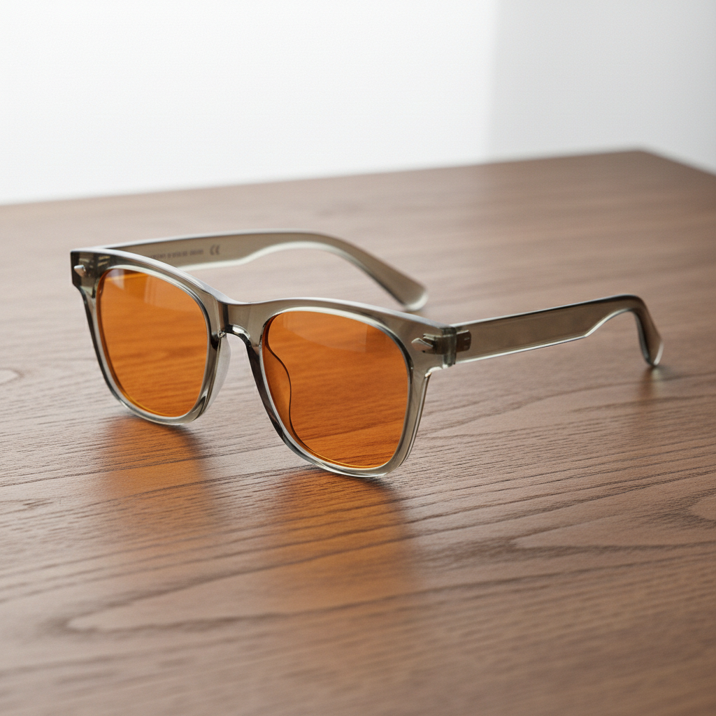 Julie Orange Tinted Lens Sunglasses - Green Rectangle TR90 Frame - Lifestyle Shot