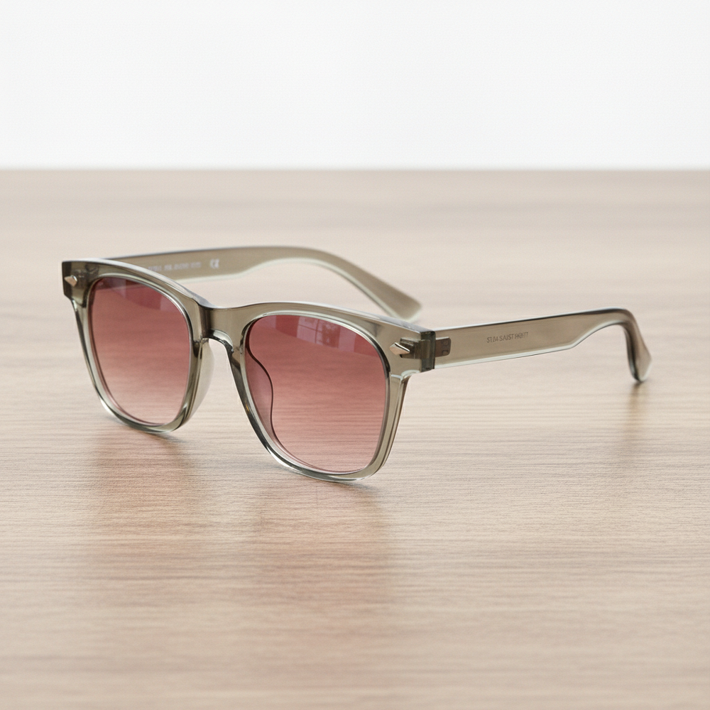 Julie Pink Gradient Lens Sunglasses - Green Rectangle TR90 Frame