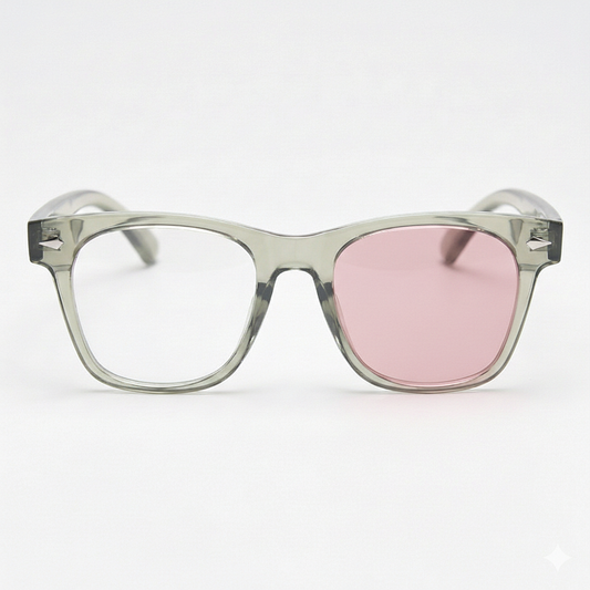 Julie Pink Photochromic Lens Glasses - Green Rectangle TR90 Frame - Front View