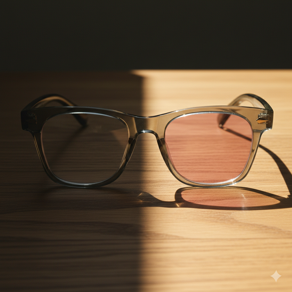 Julie Pink Photochromic Lens Glasses - Green Rectangle TR90 Frame