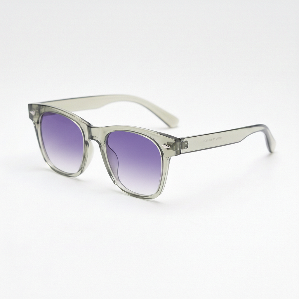 Julie Purple Gradient Lens Sunglasses - Green Rectangle TR90 Frame - Side View