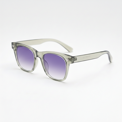 Julie Purple Gradient Lens Sunglasses - Green Rectangle TR90 Frame - Side View