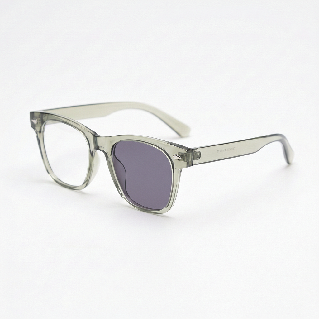 Julie Purple Photochromic Lens Glasses - Green Rectangle TR90 Frame - Side View