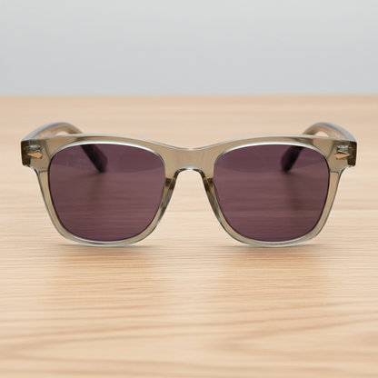 Julie Purple Tinted Lens Sunglasses - Green Rectangle TR90 Frame - Lifestyle Shot