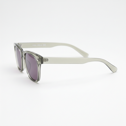 Julie Purple Tinted Lens Sunglasses - Green Rectangle TR90 Frame - Side View