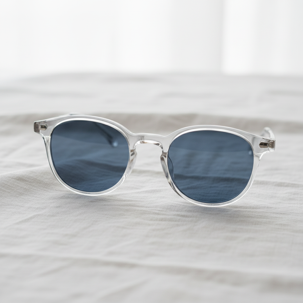 Lora Blue Tinted Lens Sunglasses - Clear Round TR90 Frame
