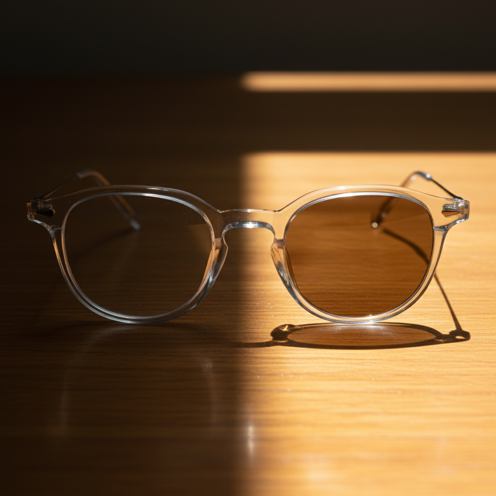 Lora Brown Photochromic Lens Glasses Lifestyle Shot