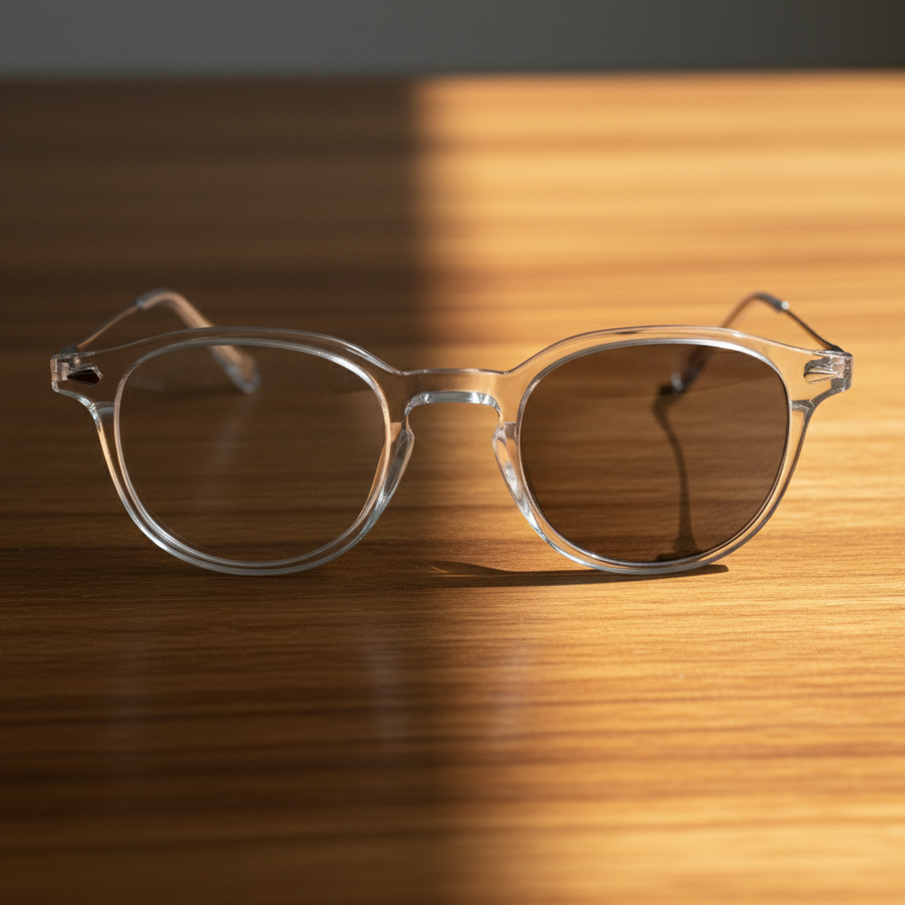 Lora Grey Photochromic Lens Glasses - Clear Round TR90 Frame