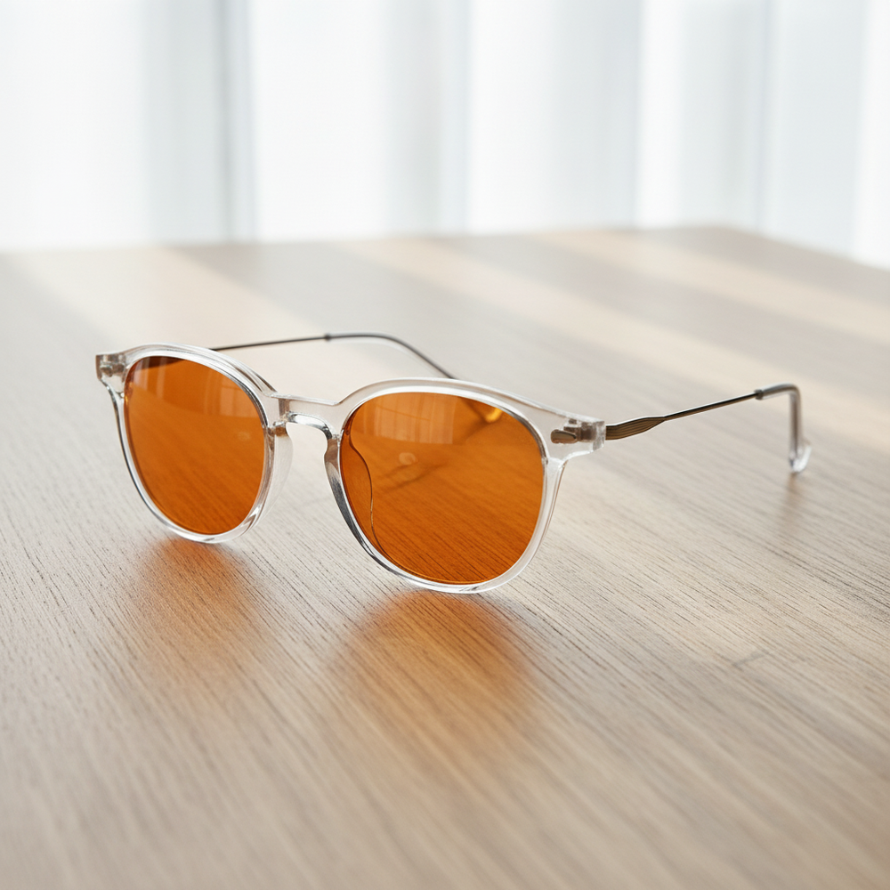 Lora Orange Tinted Lens Sunglasses - Clear Round TR90 Frame