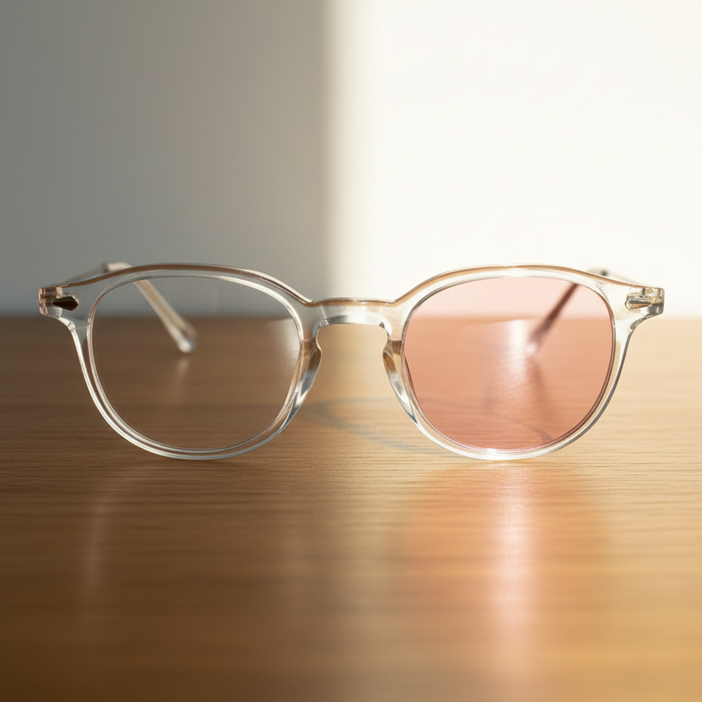 Lora Pink Photochromic Lens Glasses - Clear Round TR90 Frame
