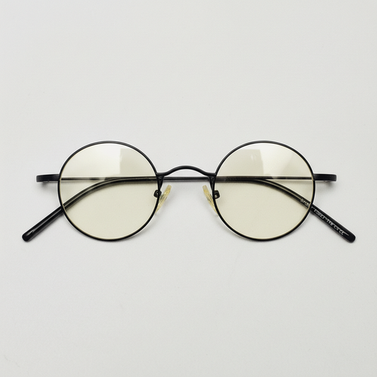 LVY Blue Light Lens Glasses - Matte black Round Titanium Frame - Front View