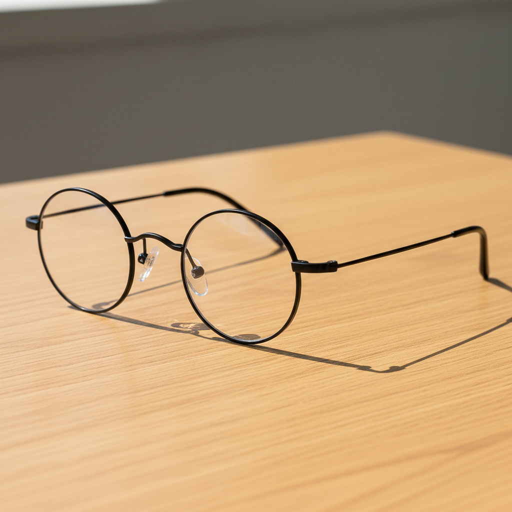 LVY Clear Lens Glasses - Matte black Round Titanium Frame - Lifestyle Shot