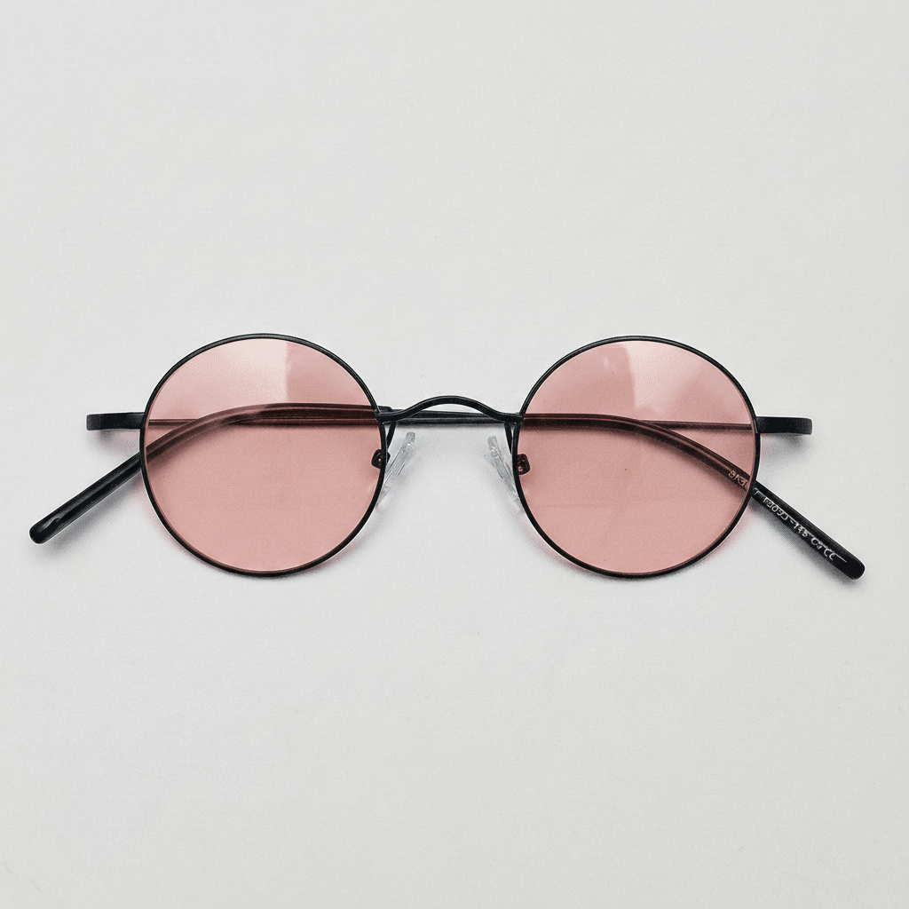 LVY Rose Tinted Lens Sunglasses - Matte black Round Titanium Frame FL-41 Glasses - Front View
